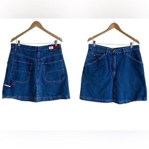 Vintage Tommy Hilfiger Denim Carpenter Skirt Woman 12 Blue Y2K Streetwear Preppy